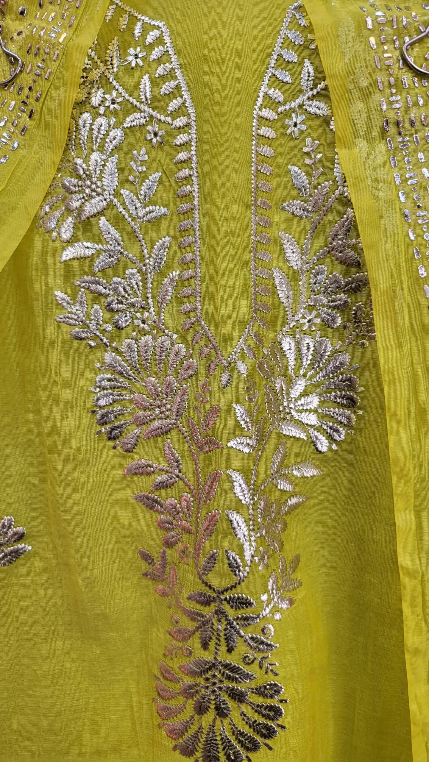 Pure Mul Chanderi Mukaish Pitta Work Dress - Image 2