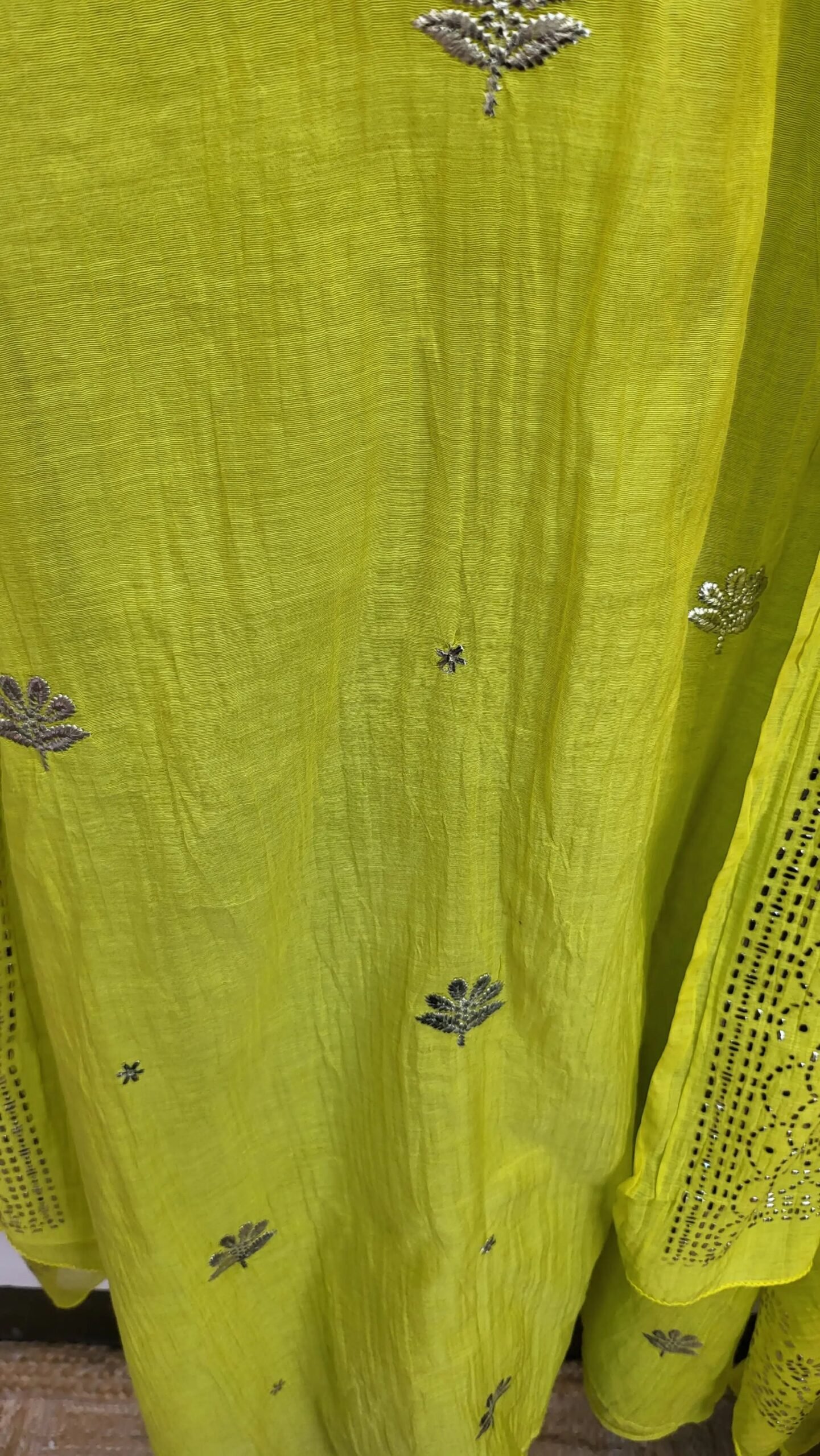 Pure Mul Chanderi Mukaish Pitta Work Dress - Image 5