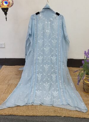 DESIGNER MUL-CHANDERI CHIKANKARI DRESS