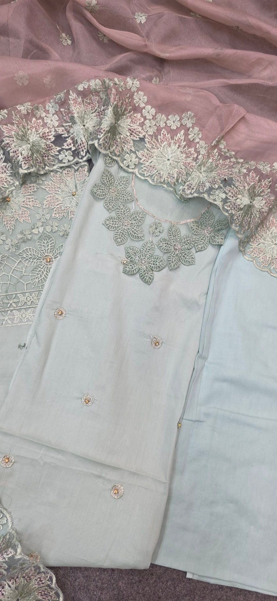 Pure Mul Cotton Embroidered Dress - Image 6