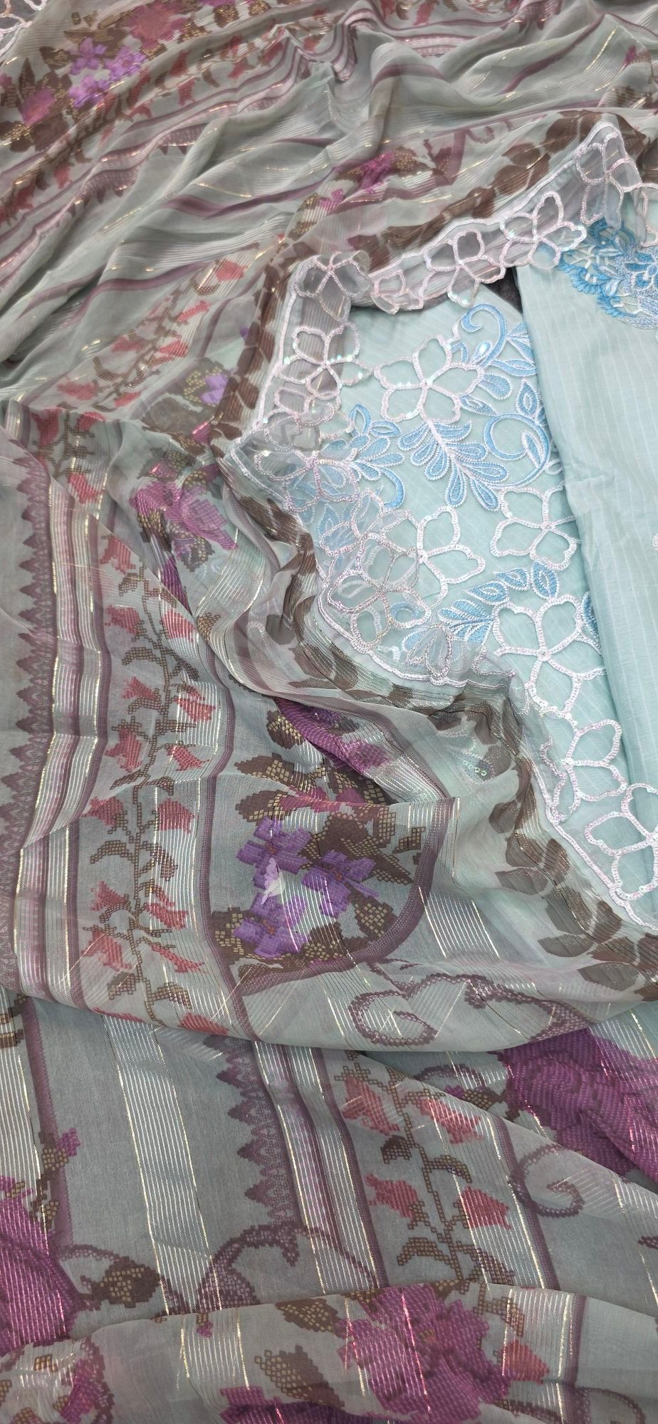 Pure Mul Cotton Embroidered Dress - Image 4
