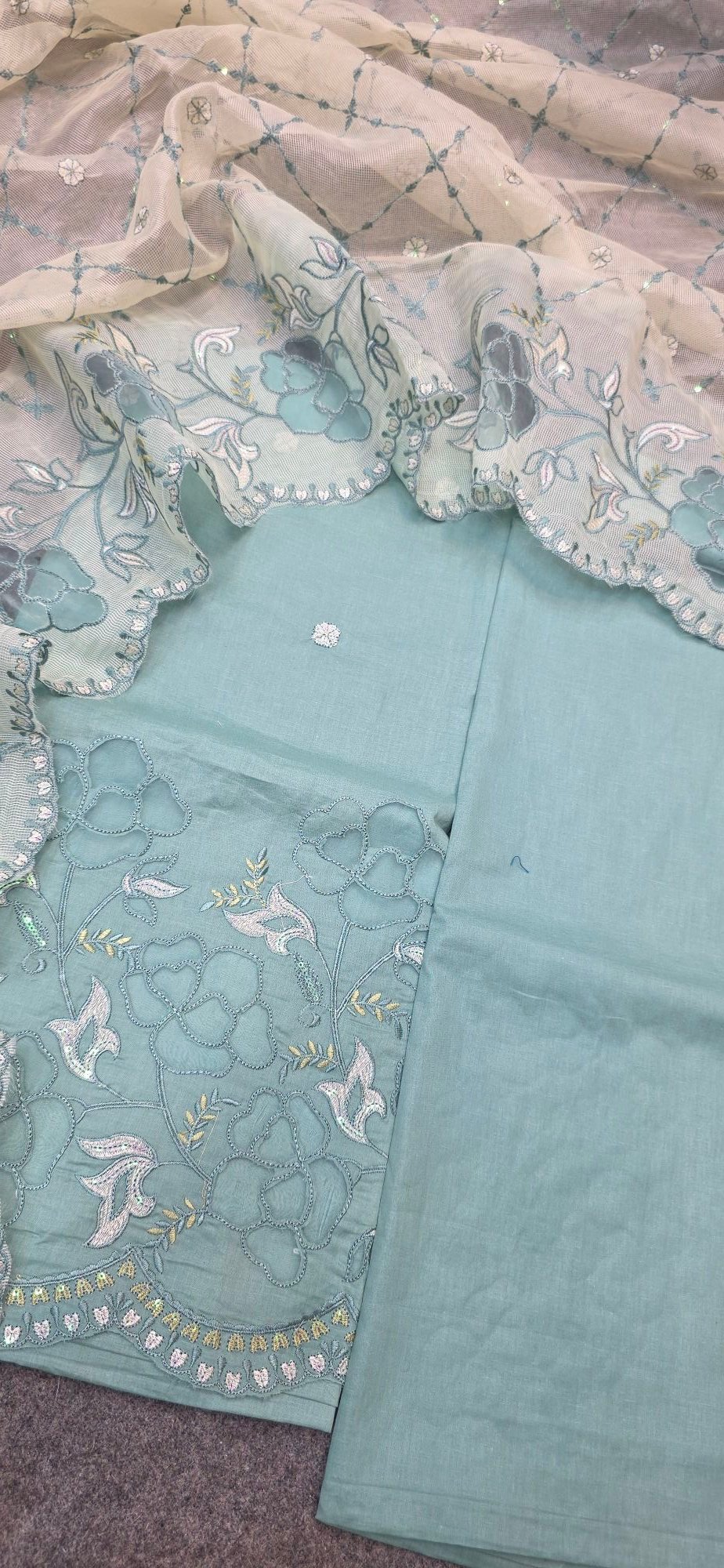 Pure Mul Cotton Embroidered Dress - Image 3
