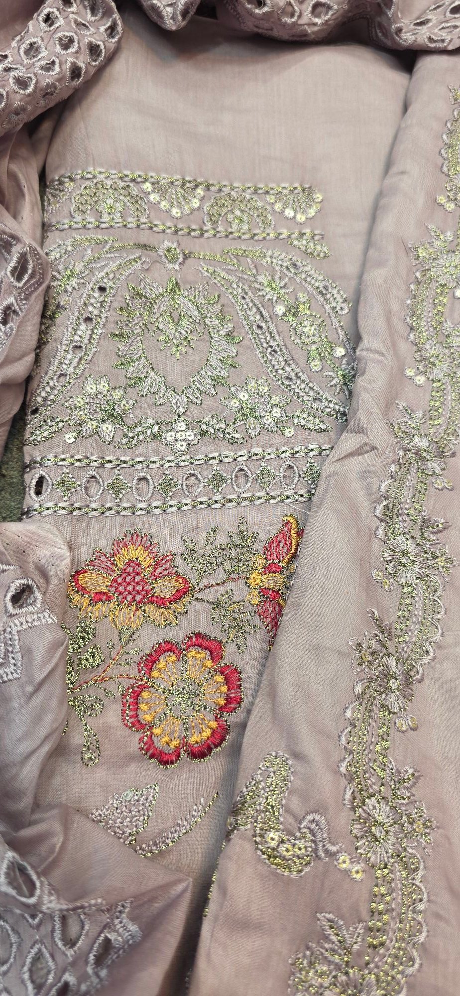 Pure Mul Cotton Embroidered Dress - Image 3