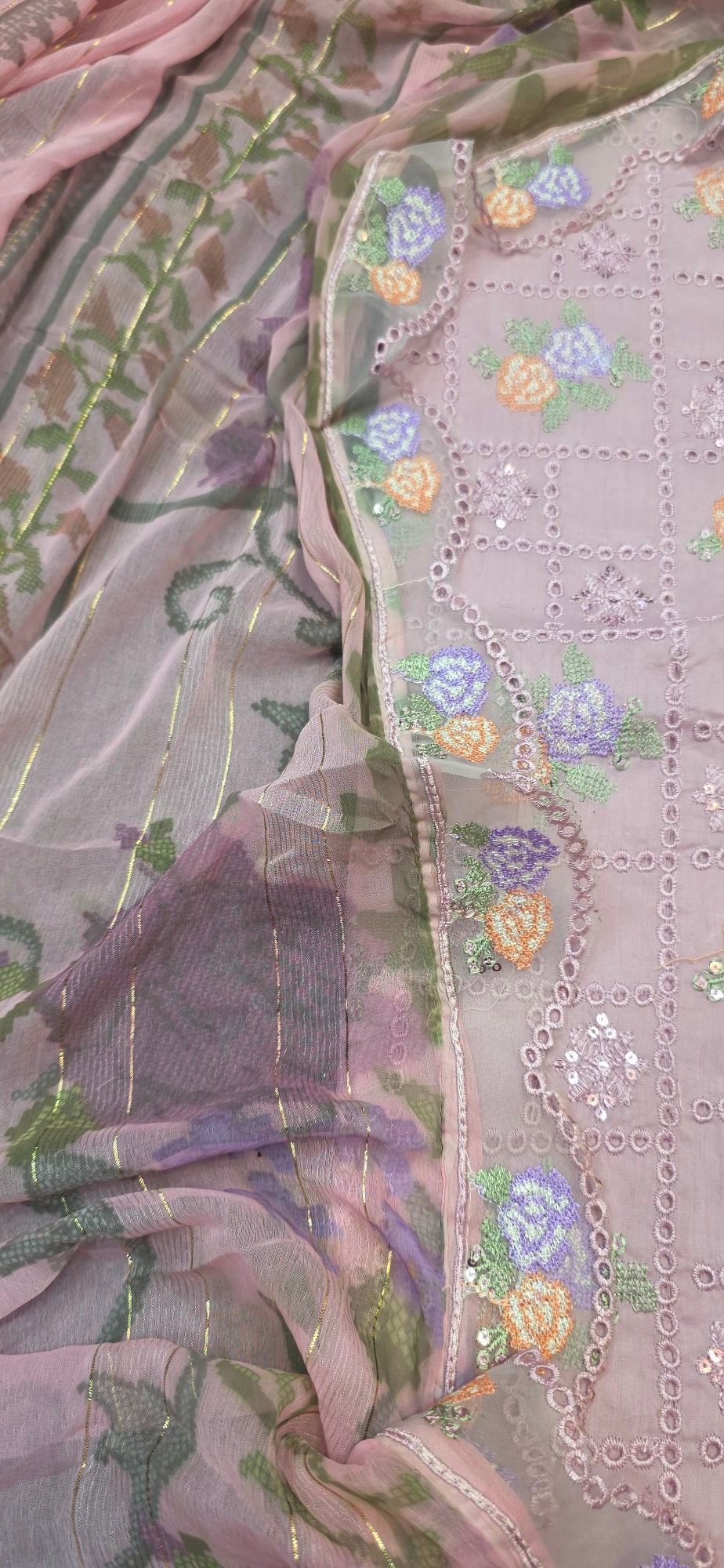 Pure Mul Cotton Embroidered Dress - Image 4