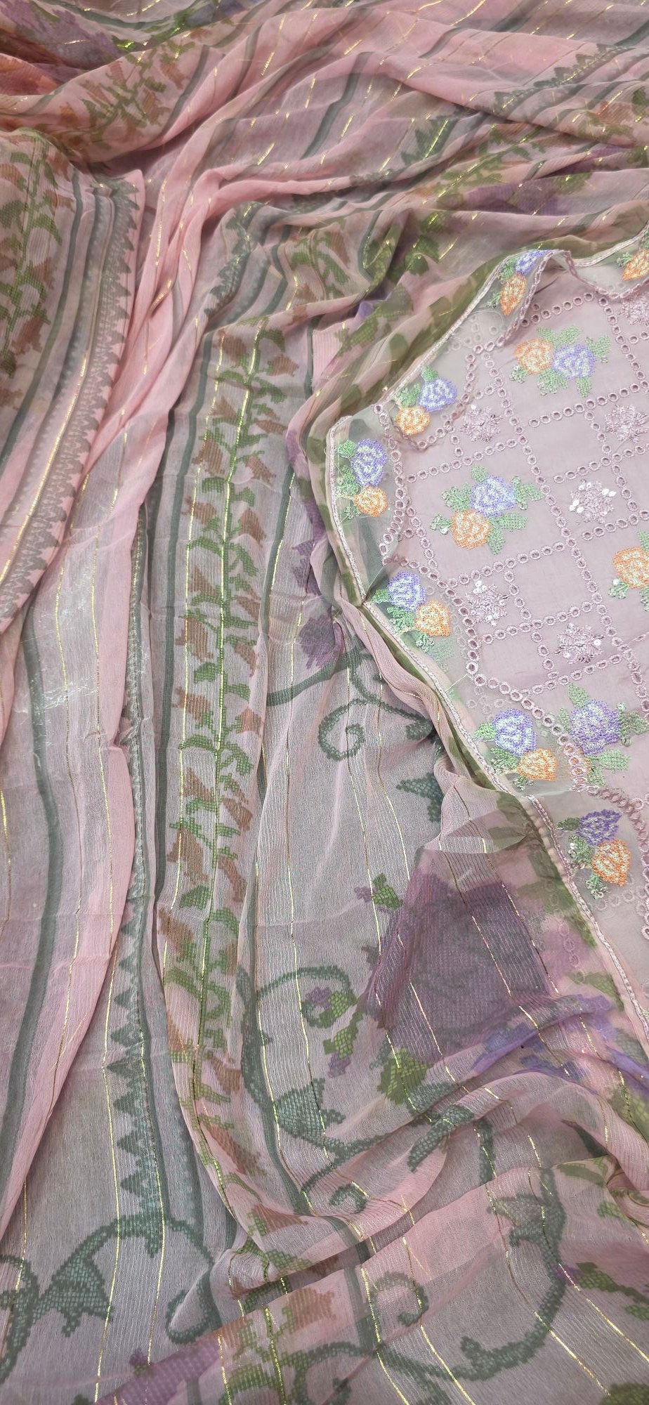 Pure Mul Cotton Embroidered Dress - Image 3