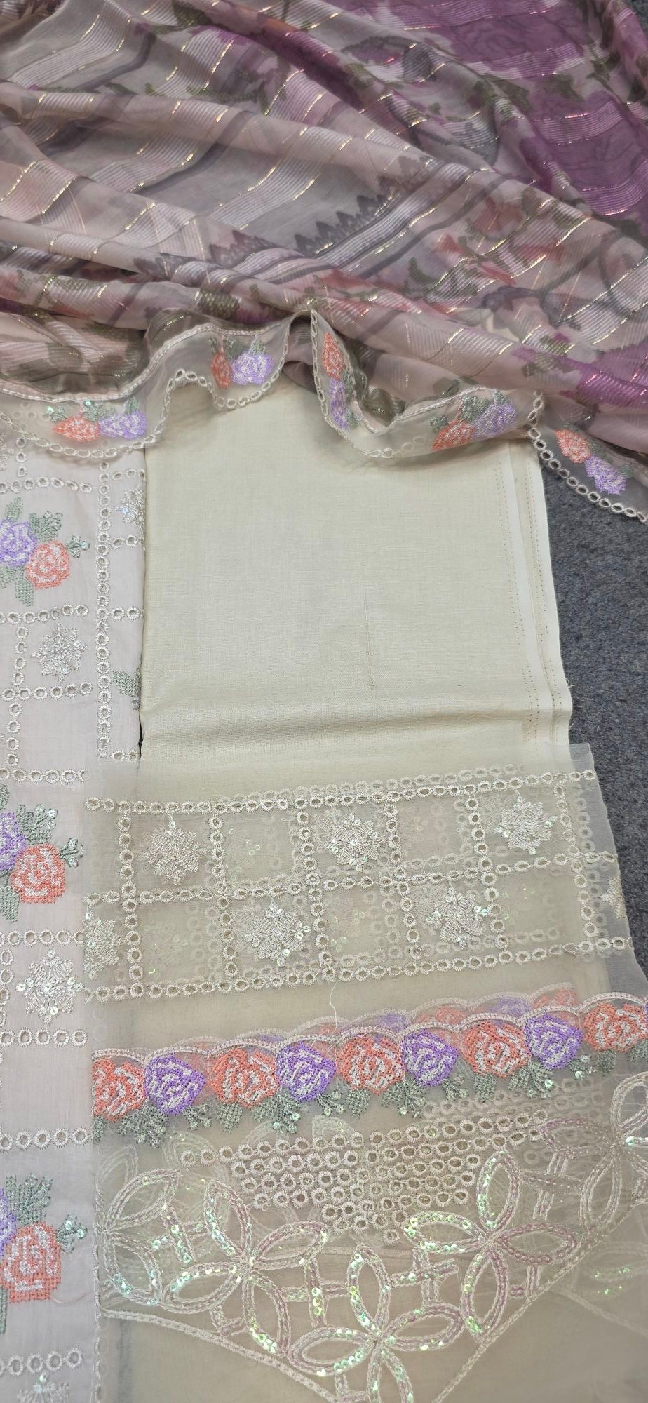Pure Mul Cotton Embroidered Dress - Image 4