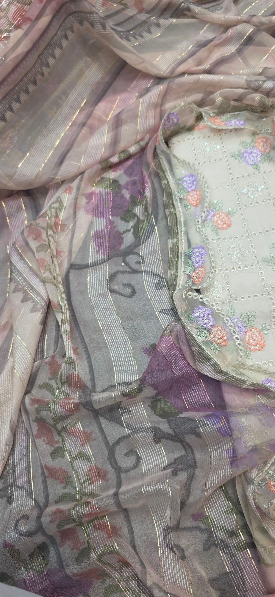 Pure Mul Cotton Embroidered Dress - Image 3