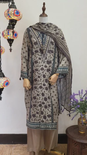 Ajrakh Crepe Silk Stitched Dress