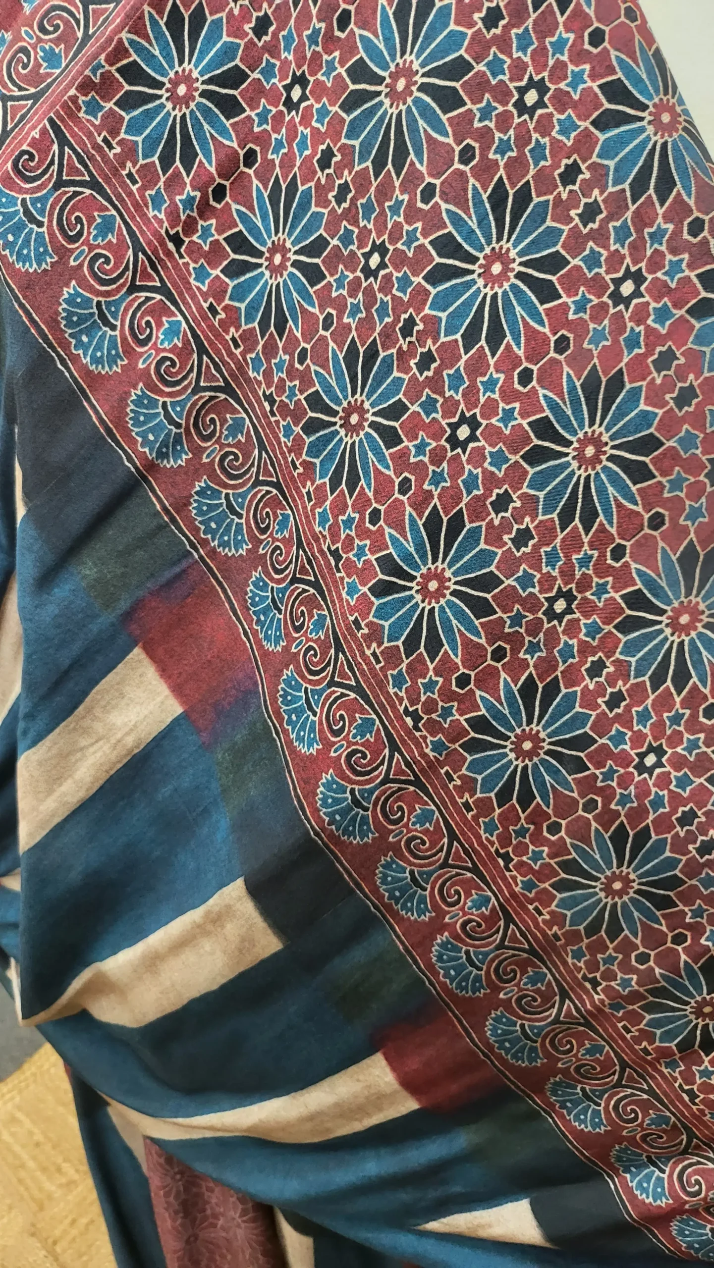 Ajrakh Crepe Silk Stitched Dress - Image 5