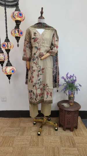 Kalamkari Crepe Silk Stitched Dress