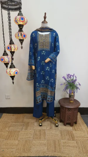 Ajrakh Modal Silk Stitched Dress