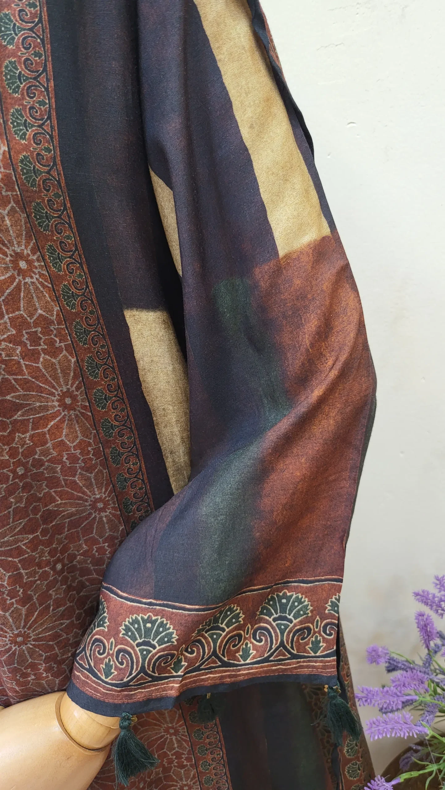 Ajrakh Crepe Silk Stitched Dress - Image 5