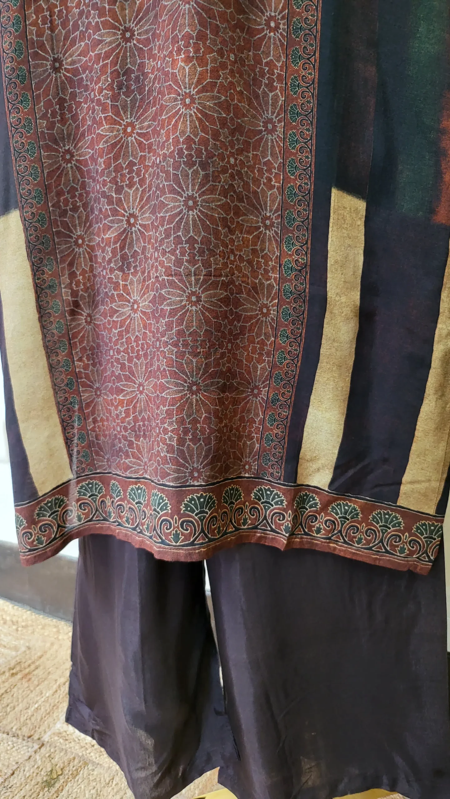 Ajrakh Crepe Silk Stitched Dress - Image 4