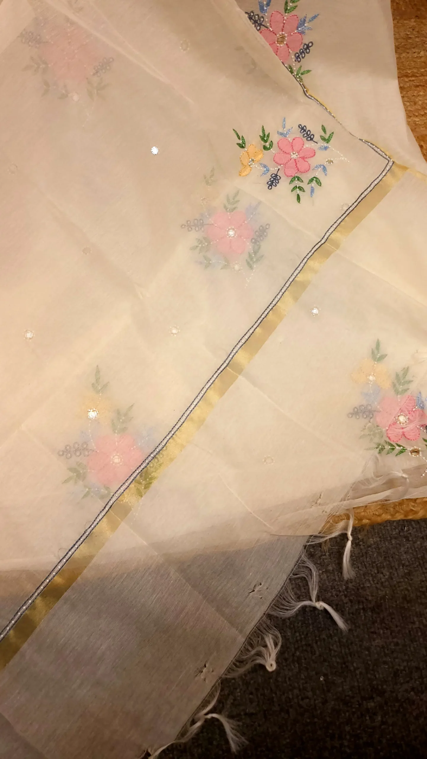 Designer Mul-Chanderi Chikankari Dress - Image 3