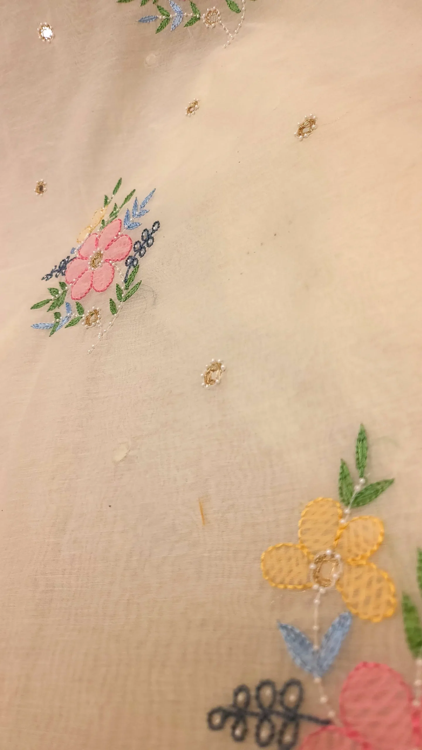 Designer Mul-Chanderi Chikankari Dress - Image 6
