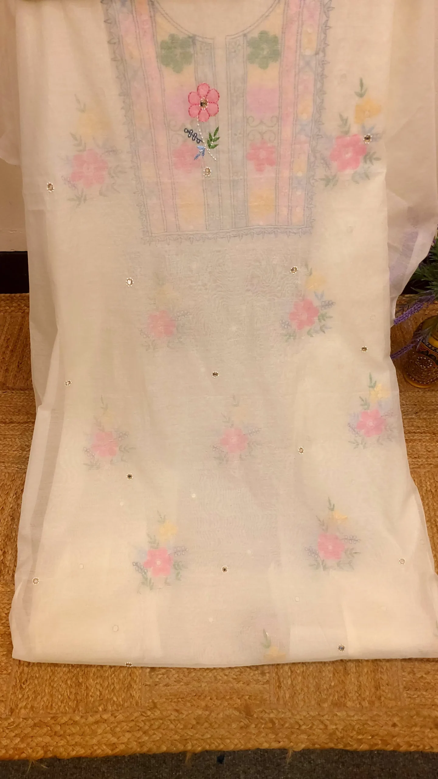 Designer Mul-Chanderi Chikankari Dress - Image 5