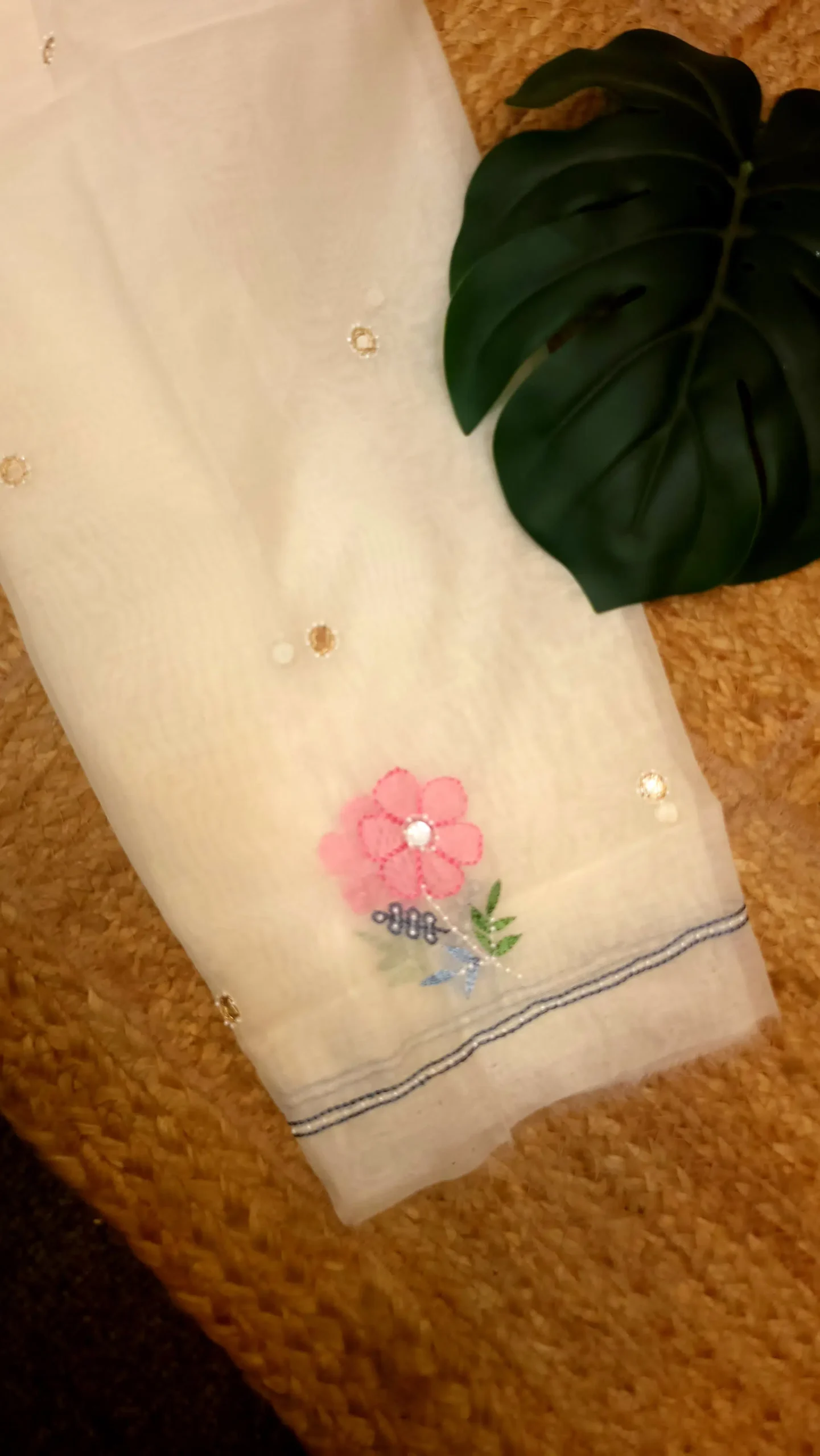 Designer Mul-Chanderi Chikankari Dress - Image 4