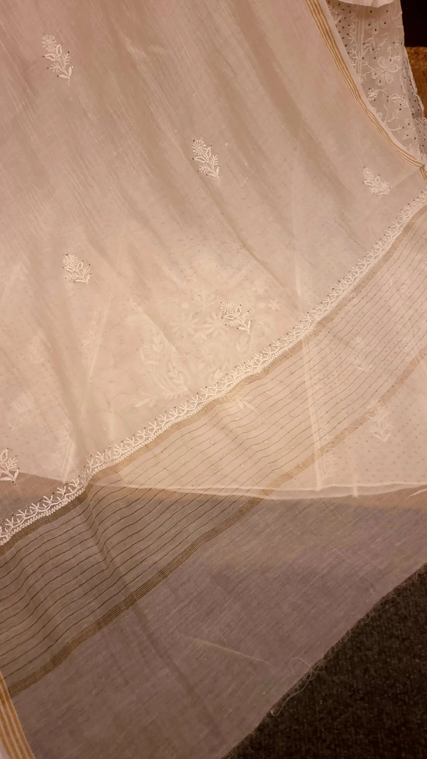 Designer Mul-Chanderi Chikankari Anarkali - Image 4