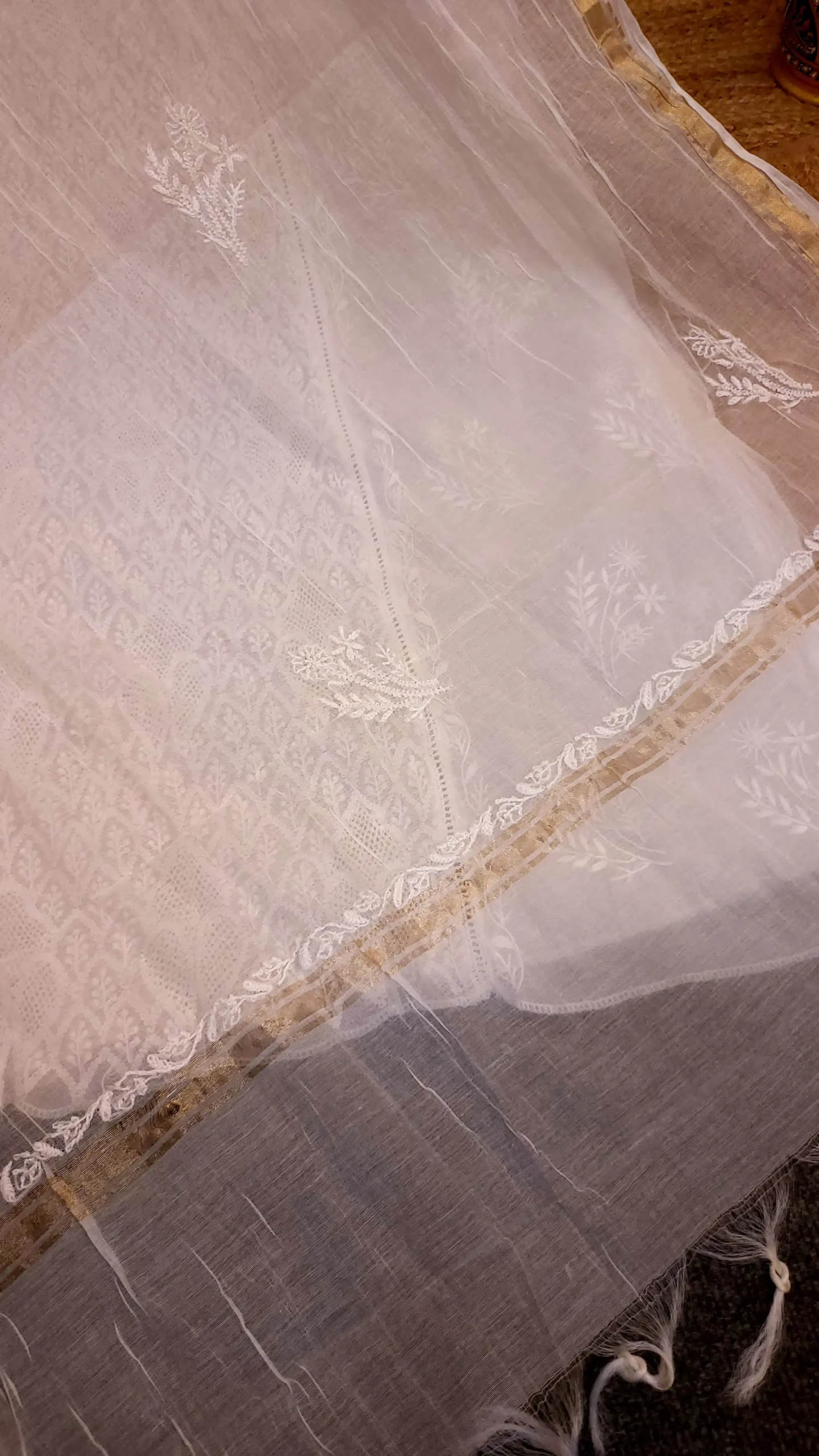 Designer Mul-Chanderi Chikankari Dress - Image 6