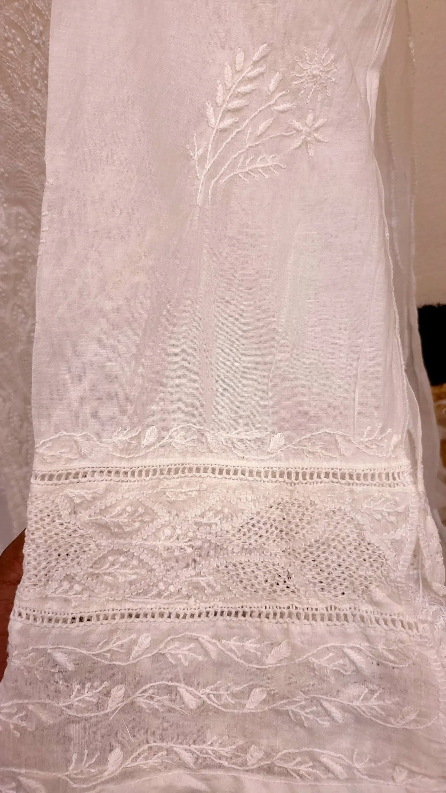 Designer Mul-Chanderi Chikankari Dress - Image 4