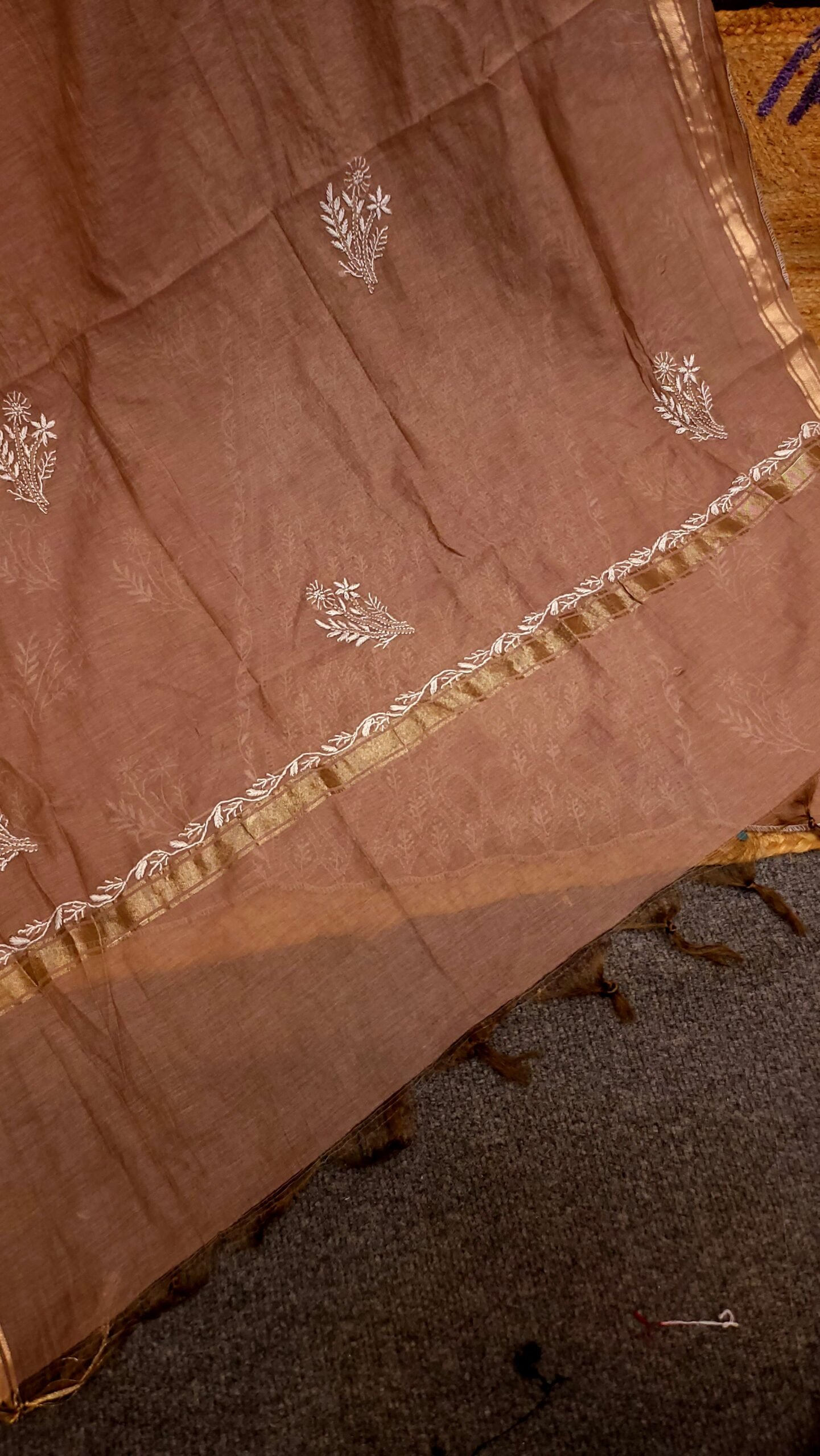 Designer Mul-Chanderi Chikankari Dress - Image 6