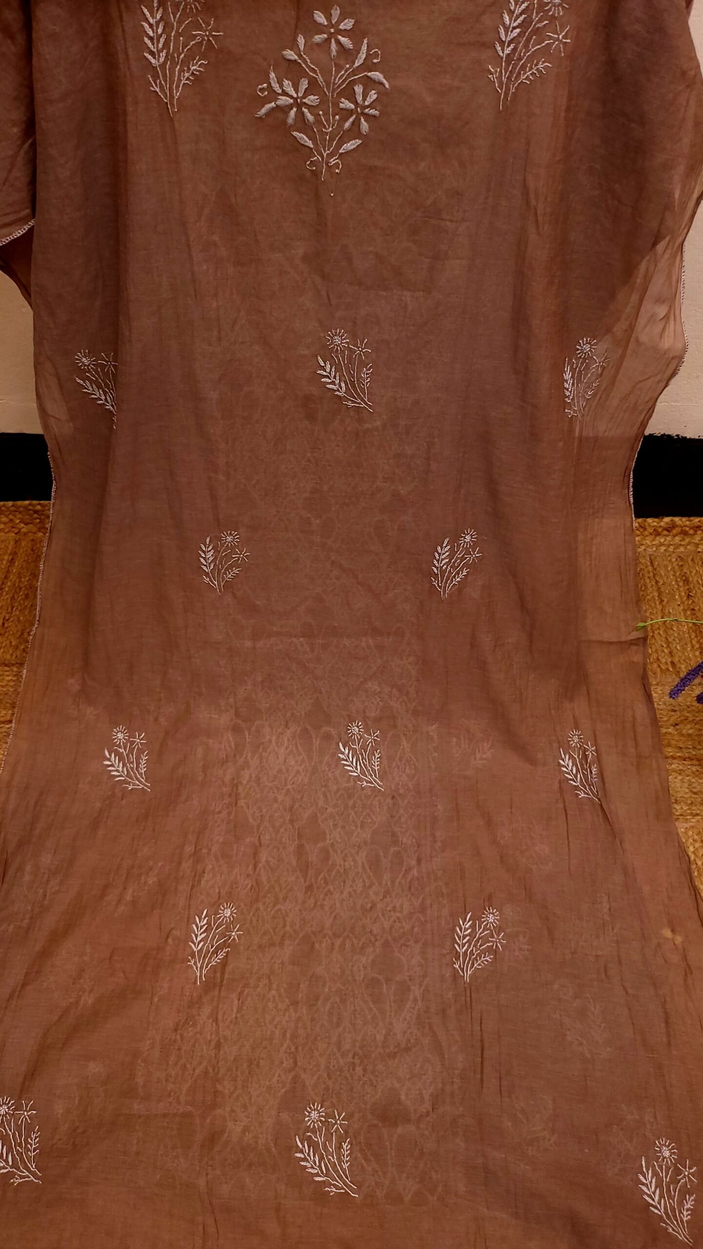 Designer Mul-Chanderi Chikankari Dress - Image 5